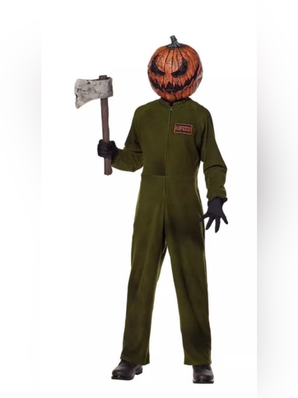 Spirit Halloween harvester Pumpkin Head Kids Costume